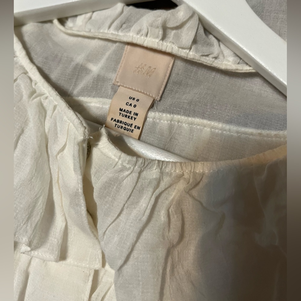 H&M Sheer White Ruffled Blouse - Picture 4 of 6
